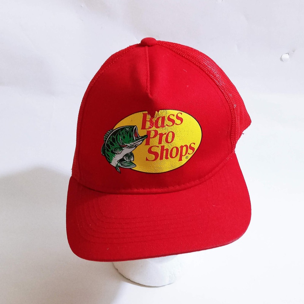 Vtg Bass Pro Shop Gone Fishing Red Snapback Baseball Hat (hb2)